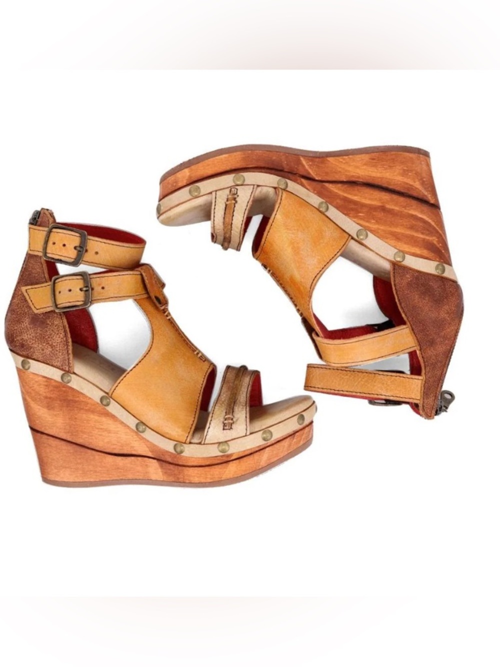 Bed Stu Princess Wedges Sandals Cafe Latte Lux NEW - Picture 3 of 8